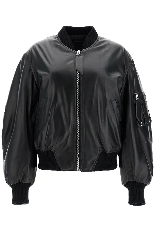 anja leather bomber jacket 231WCB04L054 BLACK