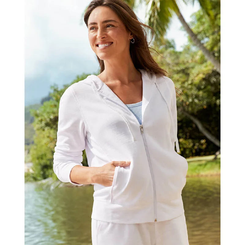 Tommy Bahama Women's Tobago Bay Full Zip Hoodie Sweatshirt - White