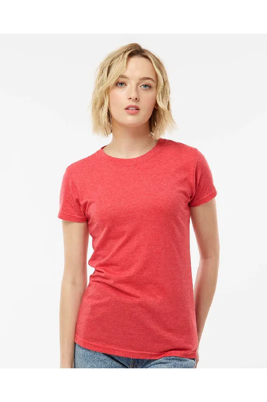 Tultex Womens Poly-Rich Short Sleeve Crewneck T-Shirt - Heather Red - NEW